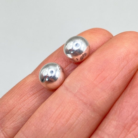 8mm Silver Ball Post Earrings - Picture 6 of 7